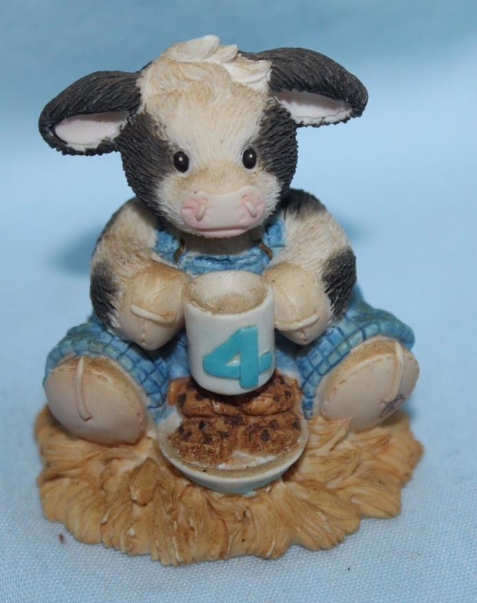 figure Moo Moos Enesco Age 4 Good Four Me plate of cookies cup overalls 1997