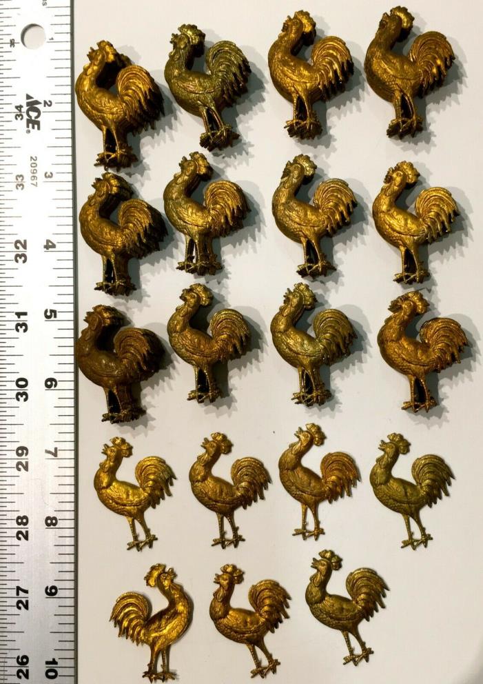 Brass Stamping ROOSTER CHICKEN lot of 127 Vintage1900s GORGEOUS *NO RETURNS*