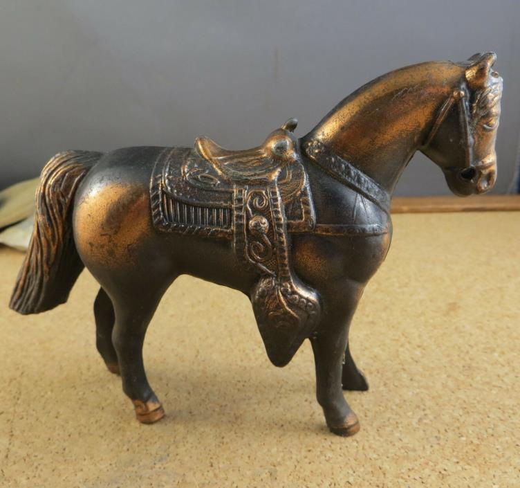 Vintage Cast Metal Western Saddle Horse Figurine Statue 5