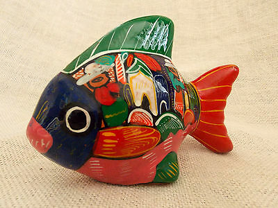 Colorful Ceramic Fish Figurine Mexico Hispanic Red Green 6