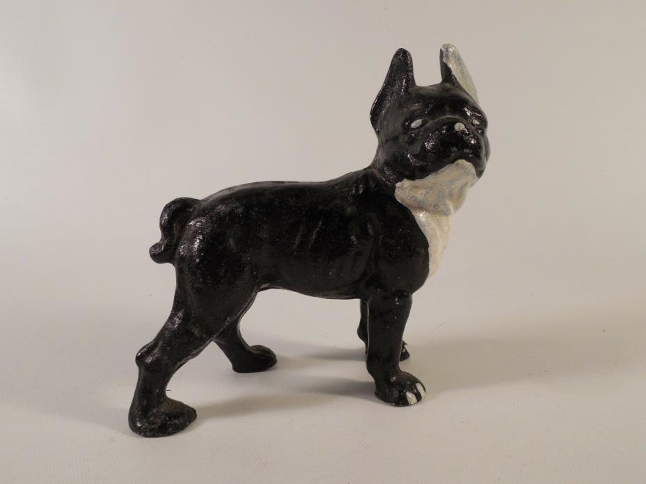 Metal Black White French Bull Dog Miniature Decorative Doorstop Boston Terrier