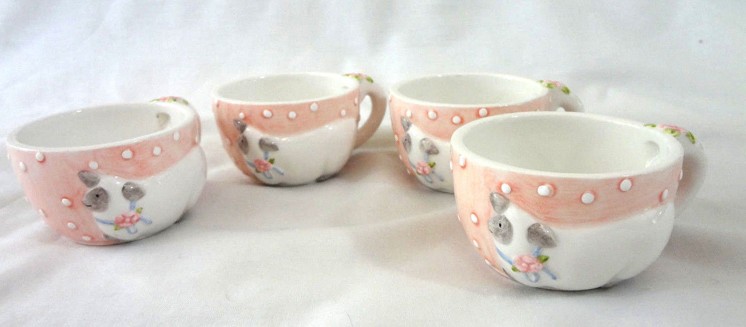 Department 56 Little Bo Peep Tea Cups Set of 4 Replacement Cups Mother Goose