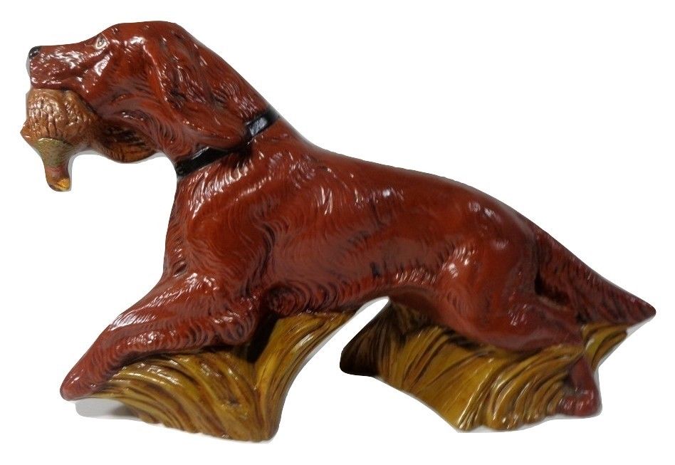 Irish Red Setter Spaniel Dog Ceramic Hunting Statue Pheasant 7.5
