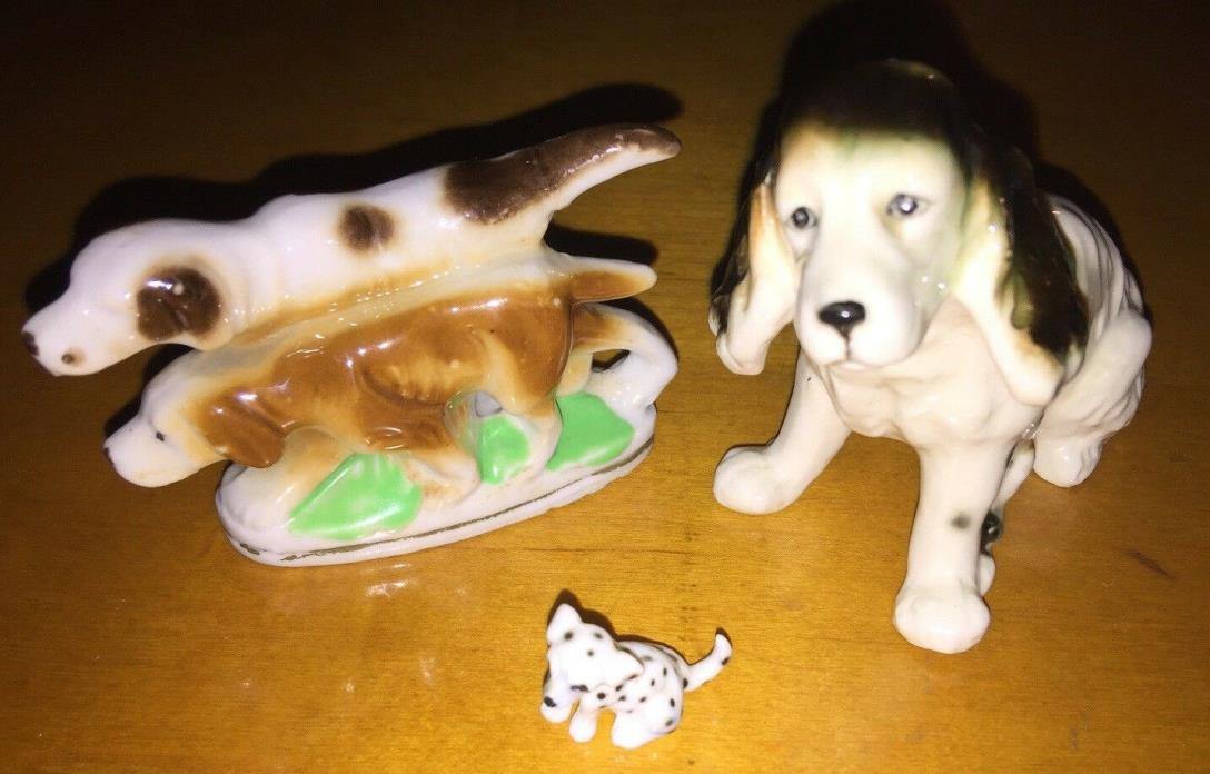 Ceramic Dog Figurines Vintage Springer Cocker Spaniel Hunting Dalmation Puppy