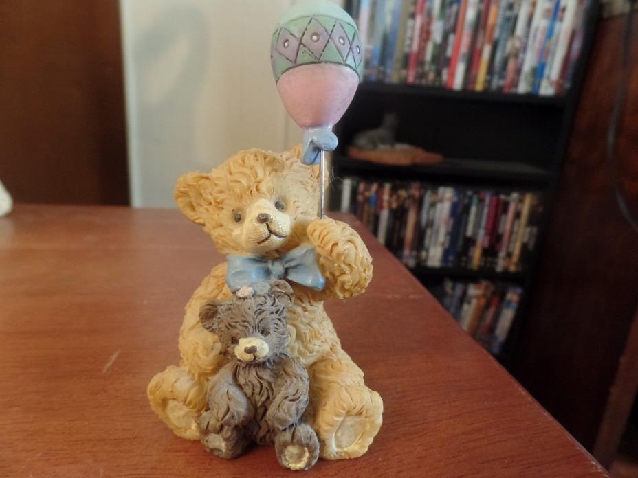 Magic Creations Resin Teddy Bear Figurine-Boy Teddy W/ Ballon & Bear #1264