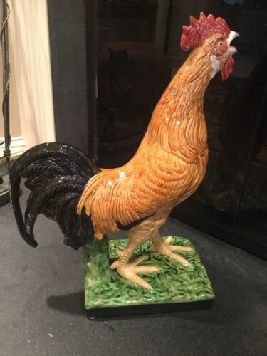 Large Life-Size Vintage Meiselman Handpainted Ceramic Rooster ~ Made in Portugal