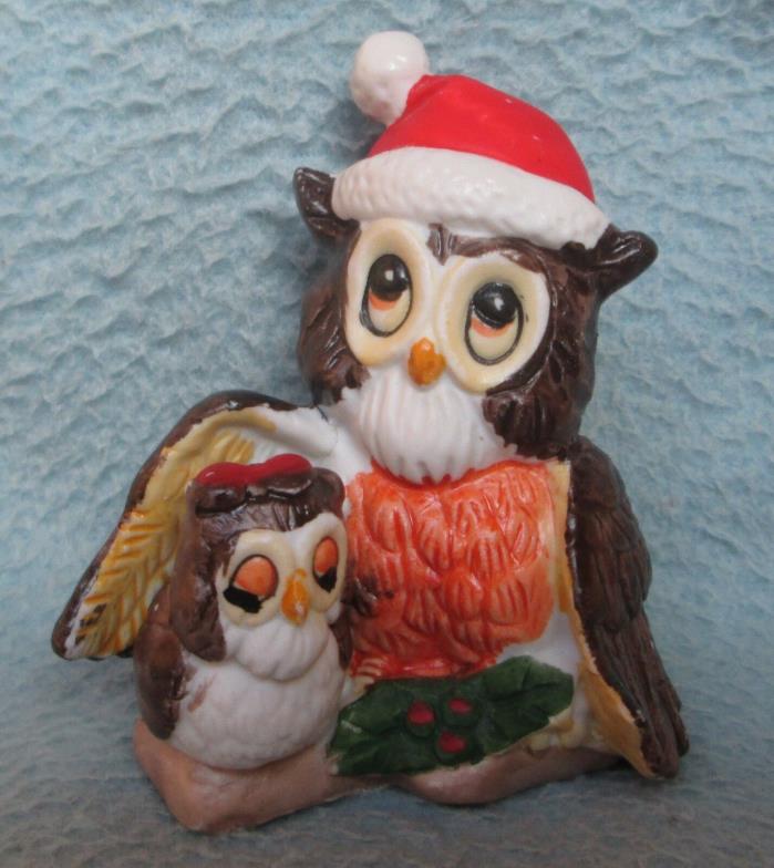 VINTAGE CHRISTMAS OWL MOTHER & CHILD 3.5