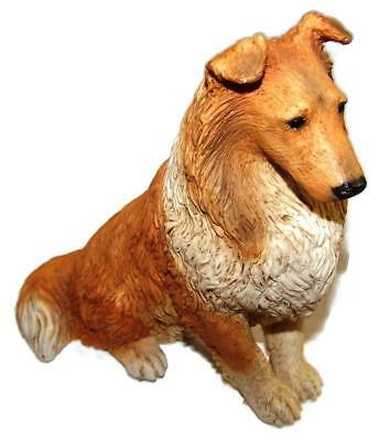 1988 Vintage CASTAGNA Collie Dog Rough Porcelain Seated Italy Gold / White