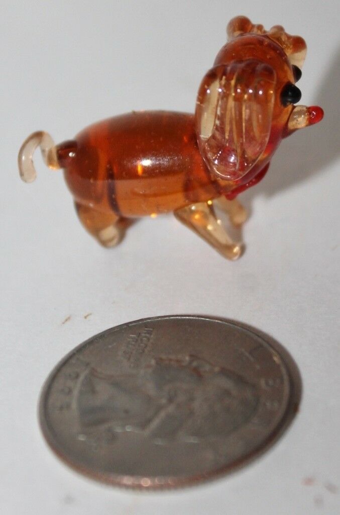 Crystal Glass  Figurine- Dog- Amber - Collectible EUC