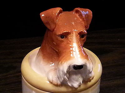 FOX TERRIER Porcelain Dog Treat Cookie Jar Ceramic Figurine Quality DNC Arcadia