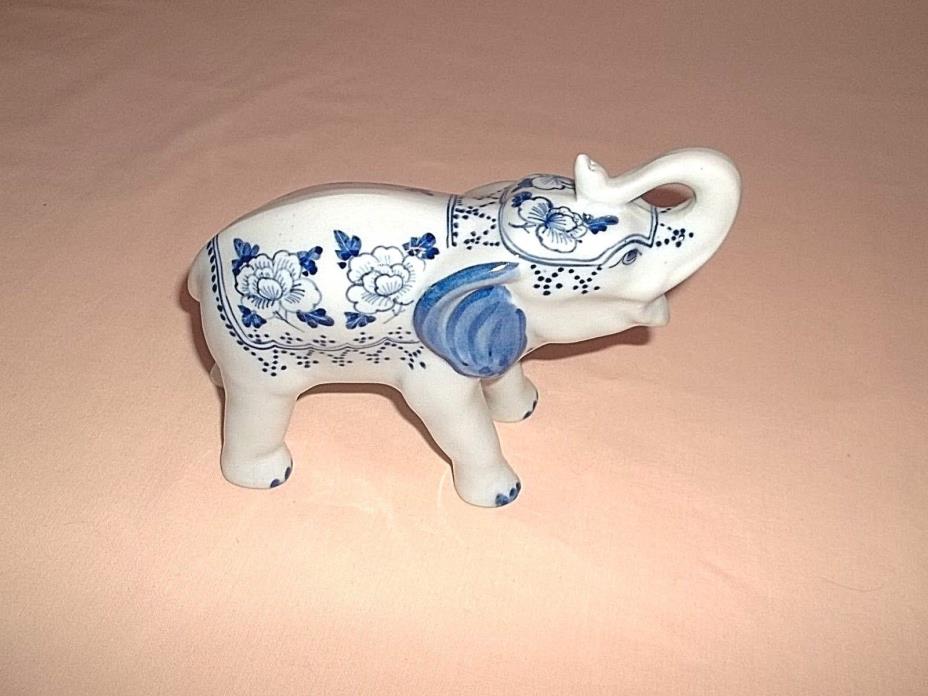Hand Painted Ceramic Elephant Handcrafted in Thailand Wildlife Animal Figurine
