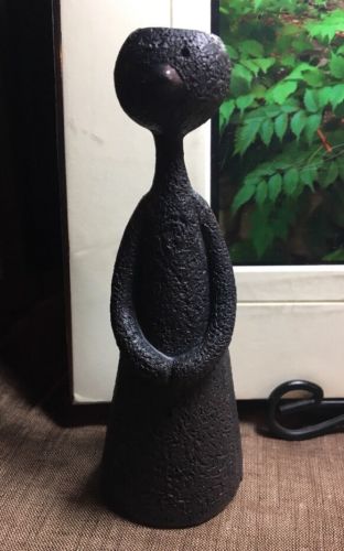 Black Resin Figurine of Woman MCM  - Candle Holder? Unknown Origin; EUROPEAN
