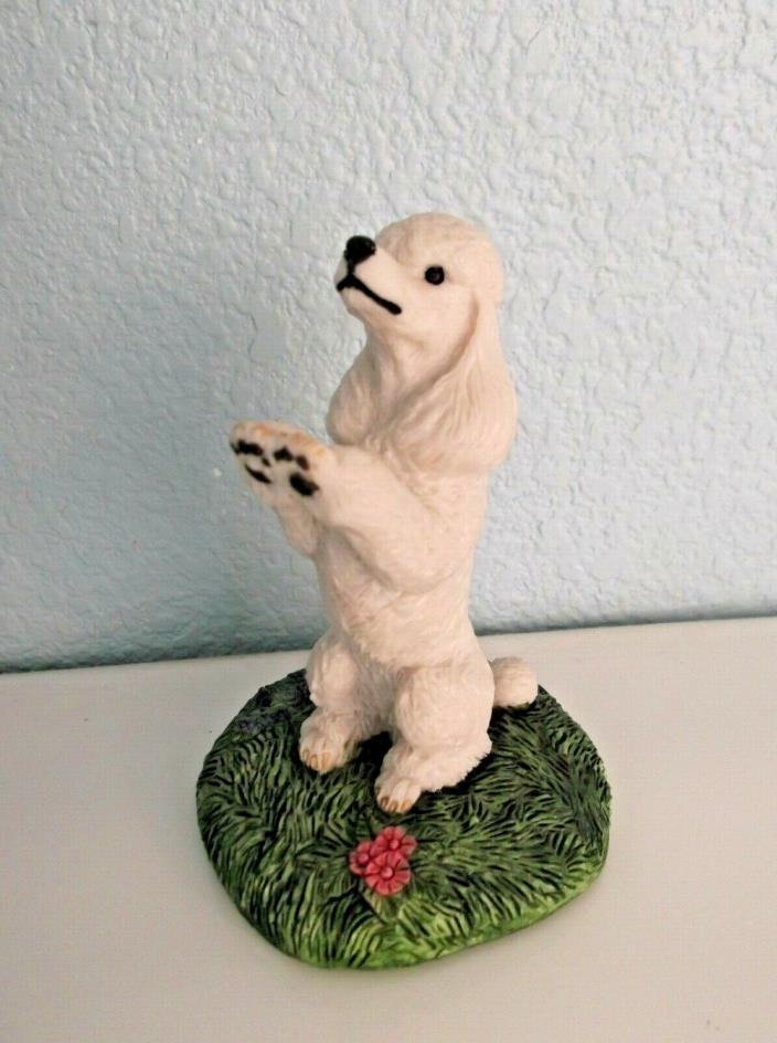 White Standard Poodle Charmstone Cold Cast Marble Figurine By Earl Sherwan