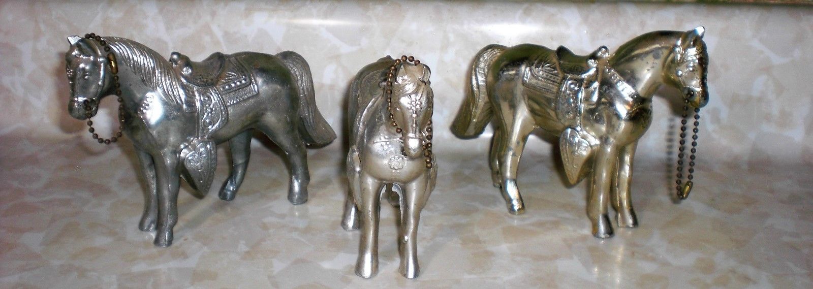 Carnival Horse Silver Colored Pot Metal Cast Metal Prize Lot of 3