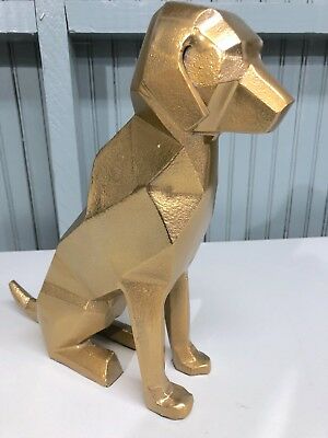 Heavy Metal Futuristic Gold Tone Made In India Sitting Dog Puppy 12