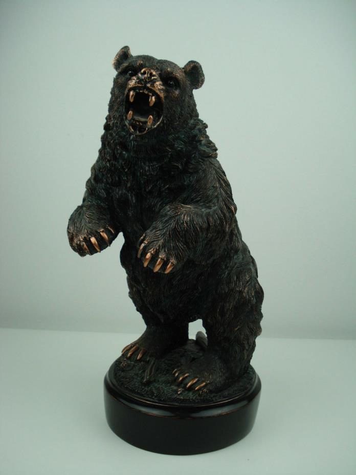 Market Grizzly Bear Electroplated Bronze Figurine Statue 13