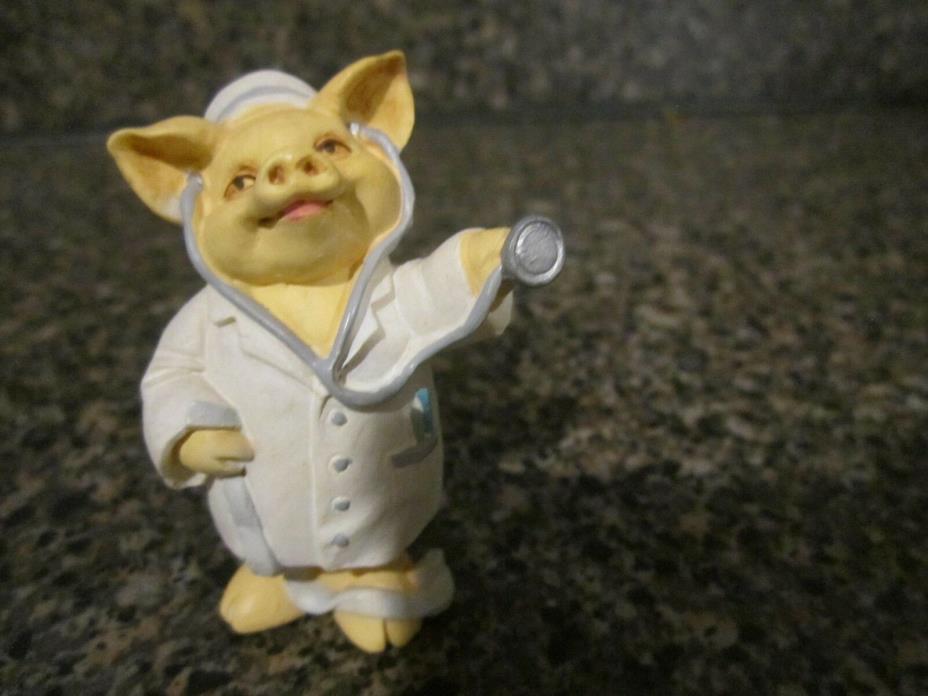 Doctor Pig Figurine With Stethoscope Russ Berrie and Company Inc.