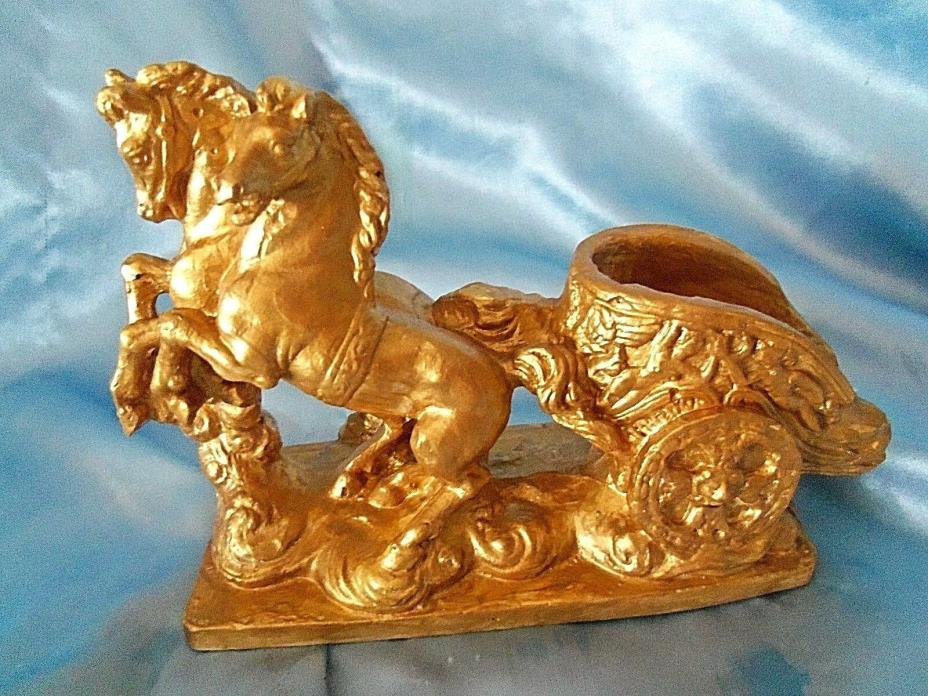 Gold painted Ceramic Chariot and Horses Figure 8