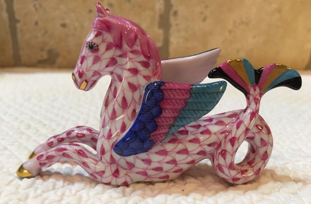 Herend Figurine- Hippocamp/Seahorse- Raspberry/ Pink Fishnet