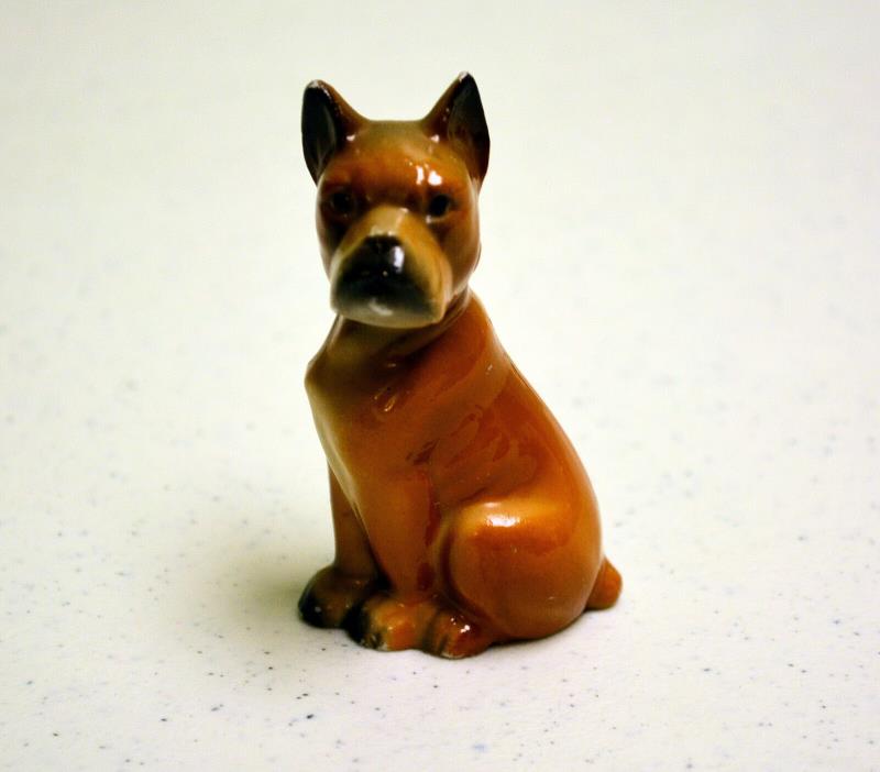 Vintage Miniature Sitting Boxer Great Dane Dog Figurine Statue Japan