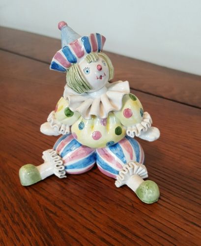 Gumps Porcelain Clown Figurine Made in Italy Signed