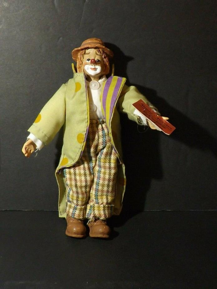 Topsy Curvies Porcelain Clown Doll in Overcoat (21119)