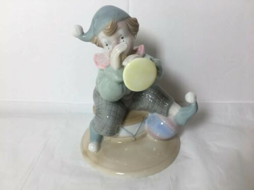 Clown Figurine Sitting With Horn Drum Ceramic 5.5
