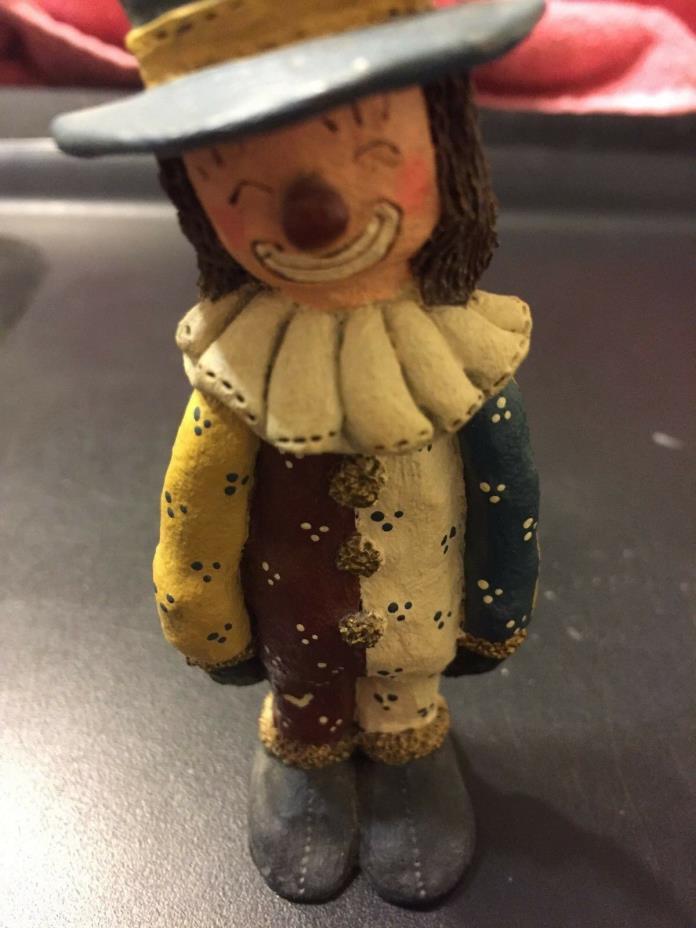 Collectible Miniature Classic Closed Eyed Jumpsuit Happy Clown Figurine