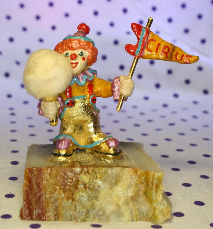 Vintage Judi Originals of California Clown Figurine Circus Pennant Cotton Candy