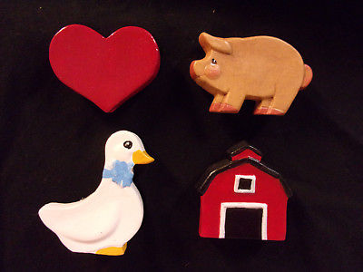 Hand Painted Ceramic Country Magnet Set 4