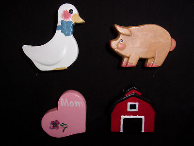 Hand Painted Ceramic Country Magnet Set of 4