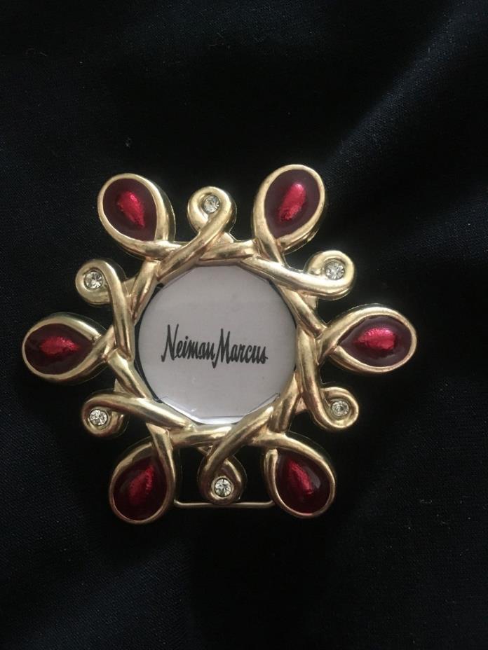 Neiman Marcus Jay Strongwater  Mini Picture Frame Jeweled Red Enamel Snowflake