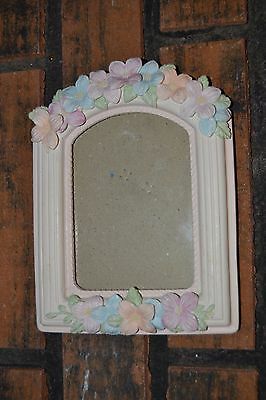 5 X 7 Ornate Cream w/Pastel Flowers Resin  3.5 x 5 Picture Frame w/Glass