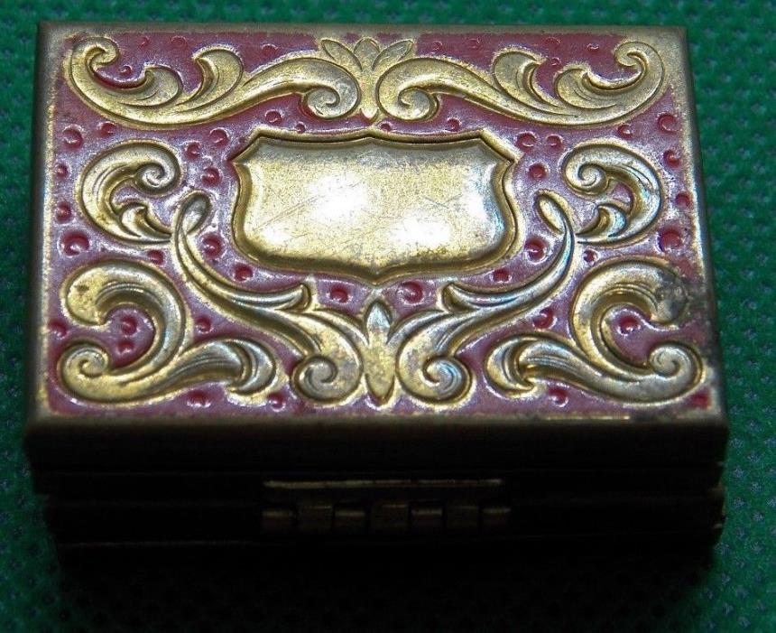 Vintage Brass Hinged Miniature Quad-Fold Photo Frame Book Holds 1