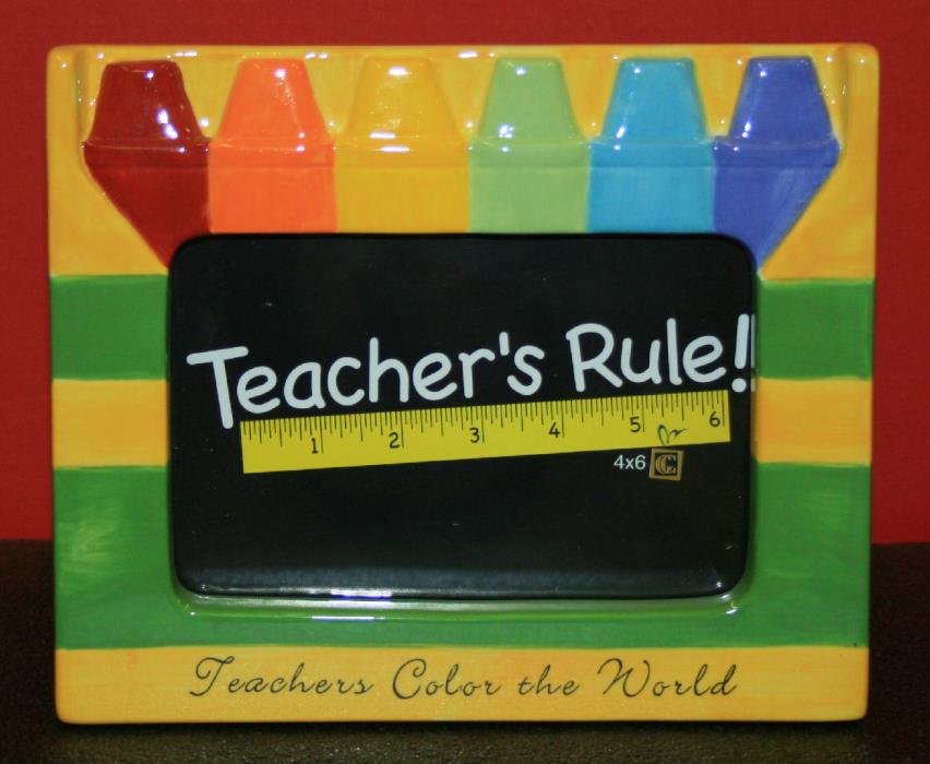 Teachers Rule Color Crayons  / Glass Photo Frame For 4