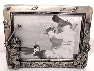 Pewter Teddy Bear Golfer 3x5