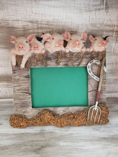Pink Pigs 3D Picture Frame Ears Of Corn Adorable Country Farmhouse Pig Heavy 4x6