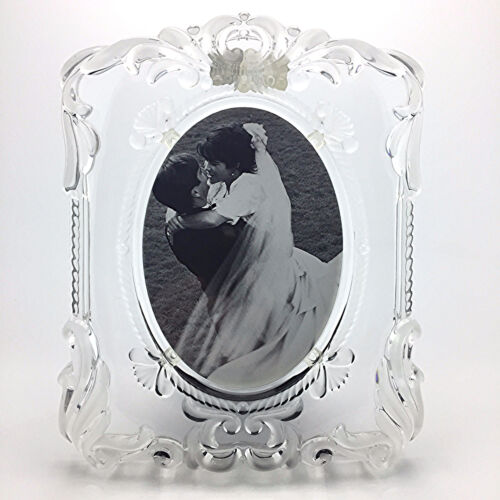 Mikasa Princess Crystal Glass Picture Frame Wedding Photo Frosted Scrolls 5x7