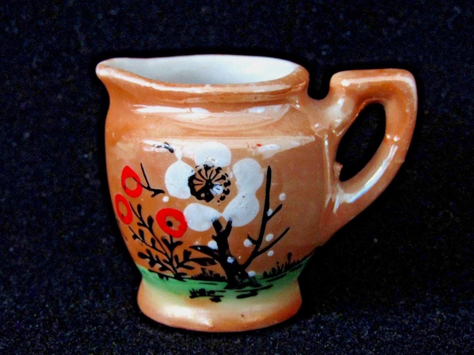 Vintage Miniature Hand Painted Floral Lusterware Pitcher Vase Made in Japan 1.5