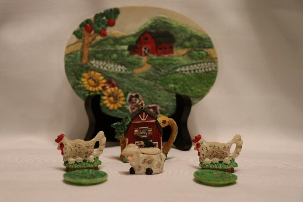 Vintage Farm Miniature Resin Tea Set