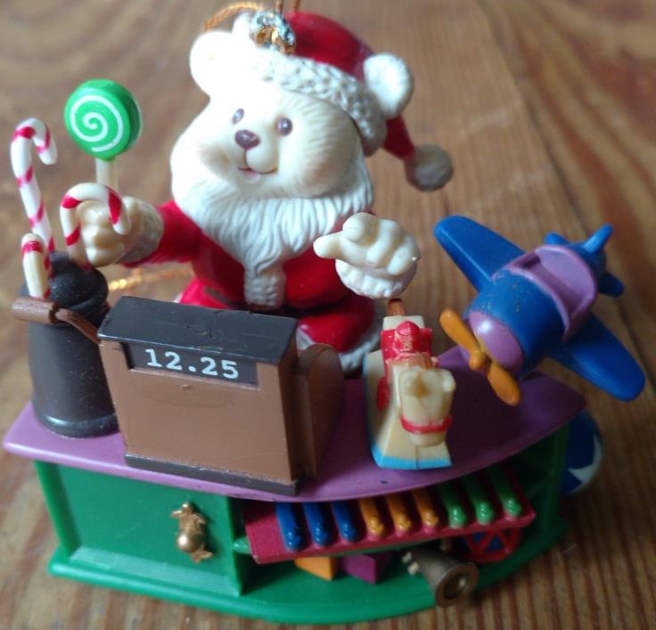 VTG SANTA BEAR Checkout Counter TOY STORE Register MINI MATRIX Christmas Ornamen