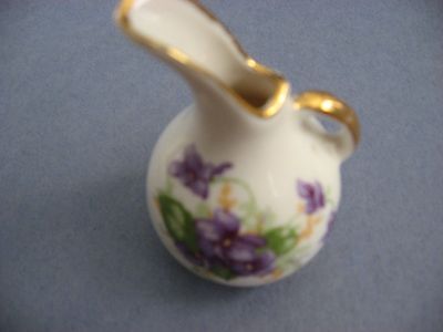 Panama City Fla Bone china souvenir miniature pitcher violet display