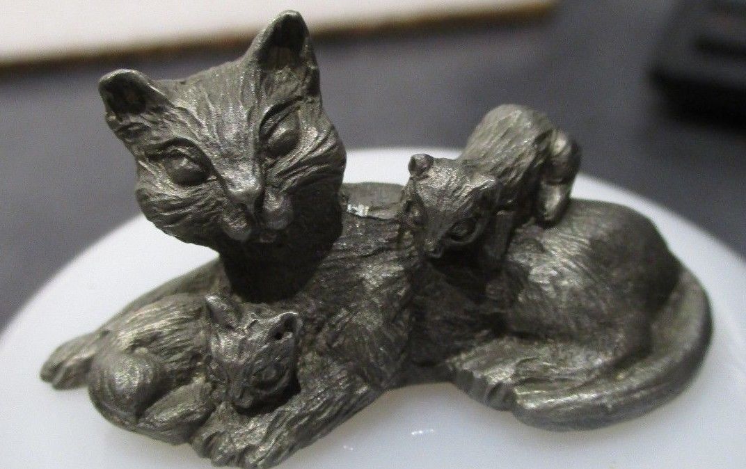 1981 Spoontiques Pewter Cats Mini Figurine # 182