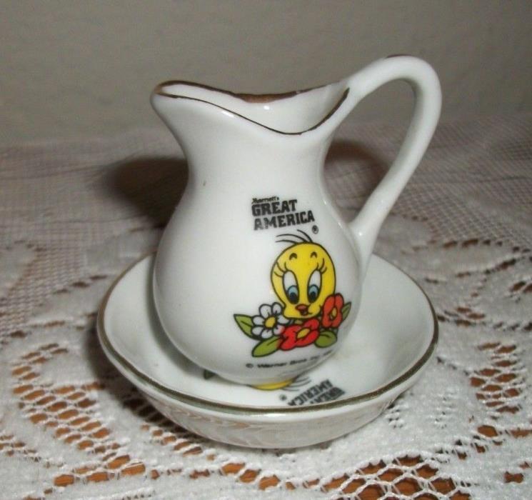 Miniature Great America Pitcher and Basin with Tweety Bird on Front - 1980