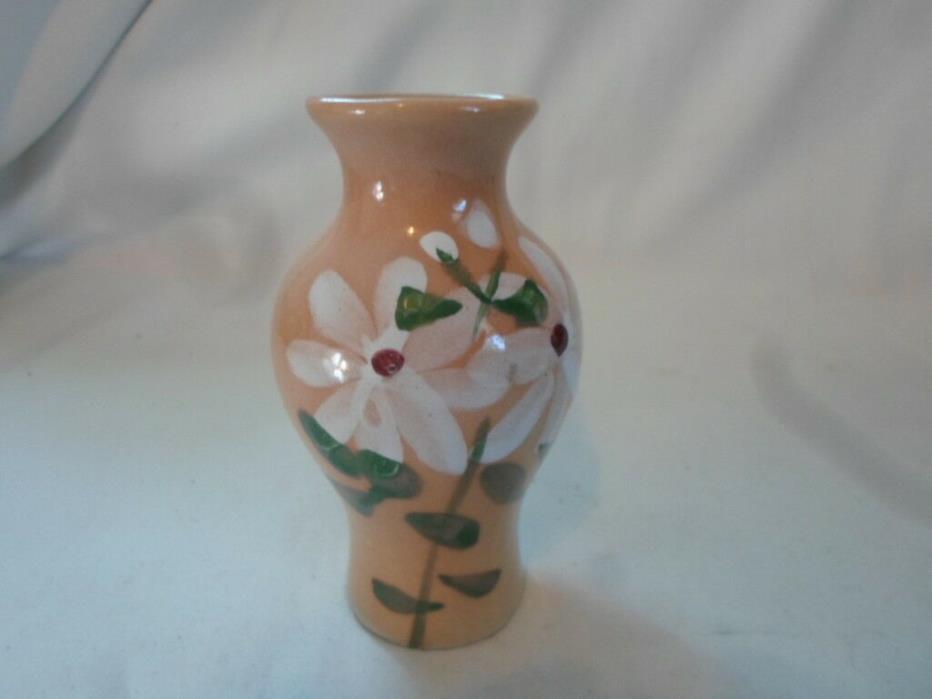 Miniature Orangeish Floral Decorative Vase 3.75