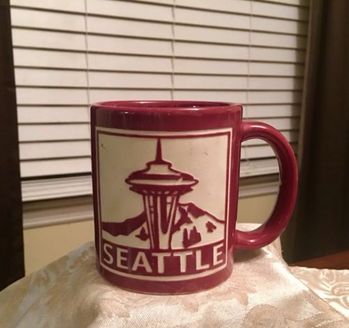 Awesome Seattle Washington Burgundy and Ivory Coffee Mug Cup