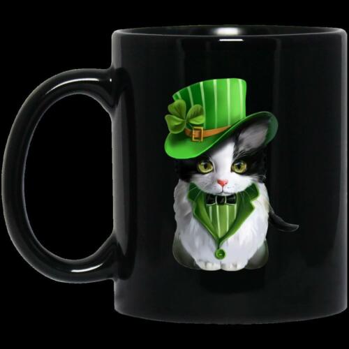 Cat Celebrates St Patrick Day BM11OZ 11 oz. Black Coffee Mug