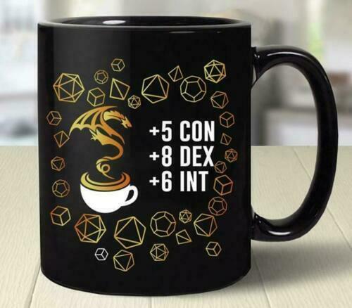+5 Con +8 Dex +6 Int Black Coffee Mug 11oz,15oz