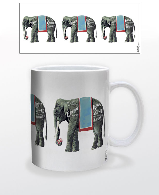 ELEPHANT BRAND COFFEE 11 OZ COFFEE MUG ANIMAL TEA CUP FRANCE PARIS QUALITY SMART