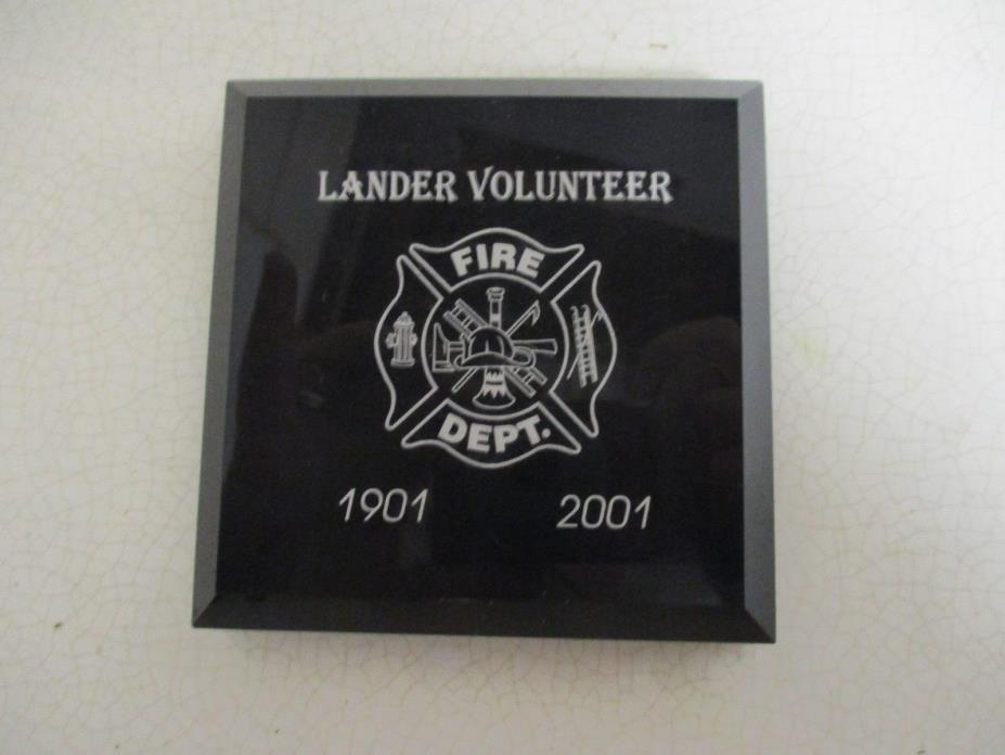 LANDER WYOMING VOLUNTEER FIREMAN AWARD PAPERWEIGHT 1901-2001